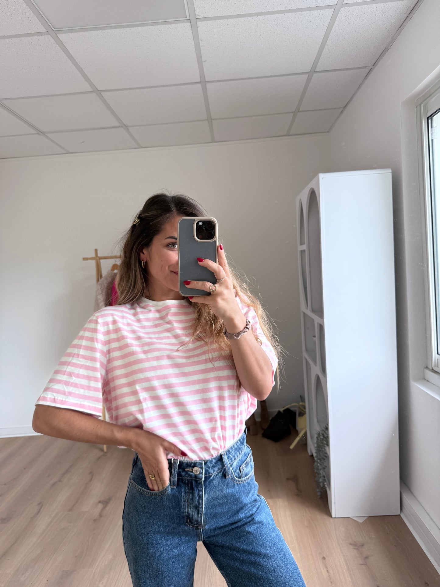 Tee-shirt rayé rose Jules