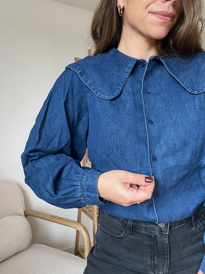 Blouse à col large denim Billie