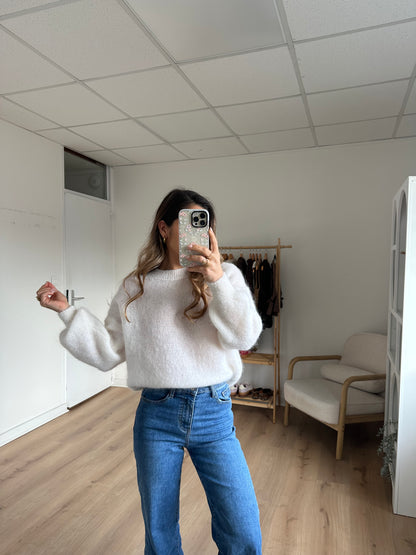 Maille en mohair et laine Gaia blanche