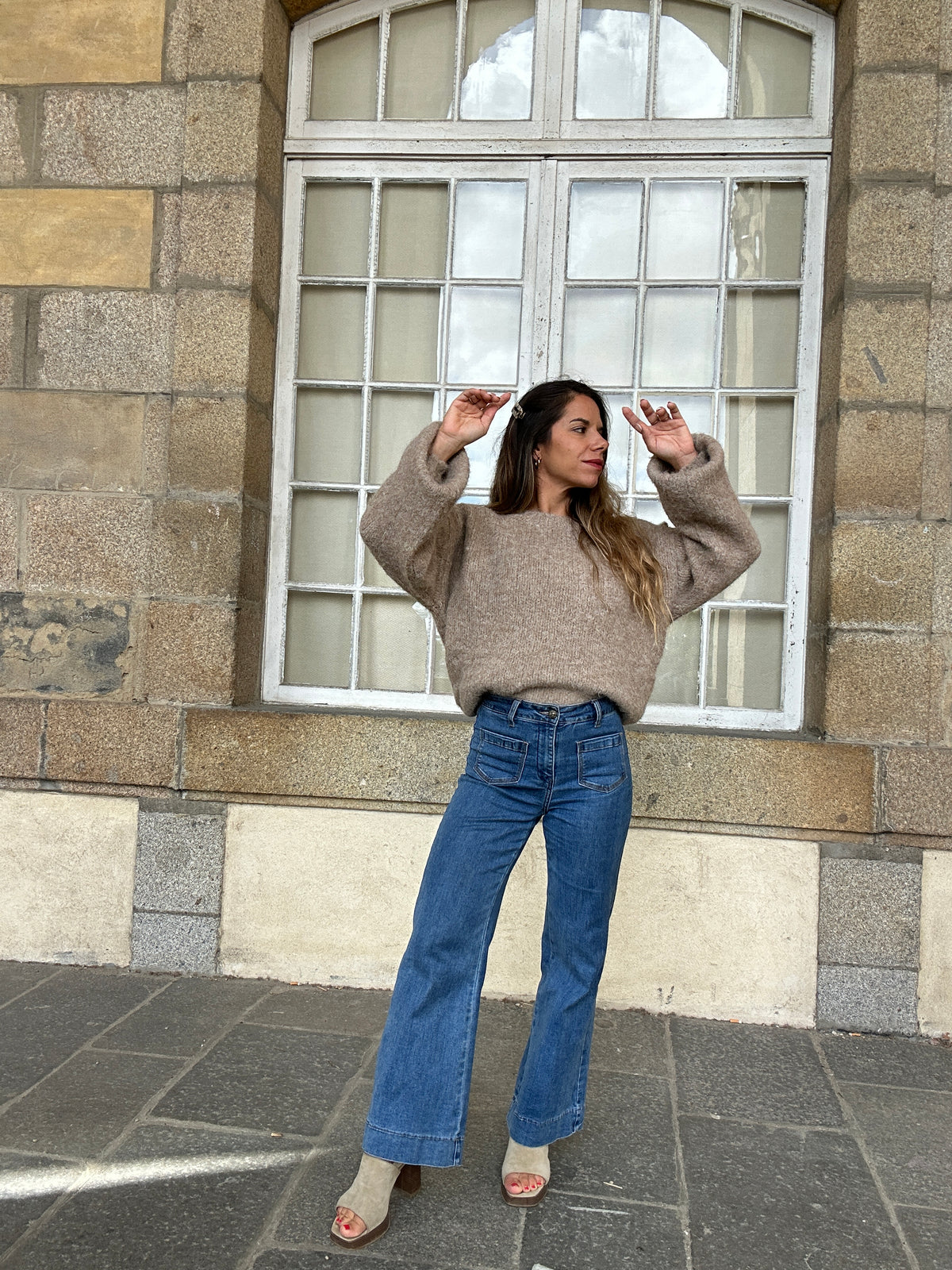 Pull en laine Taupe Henri