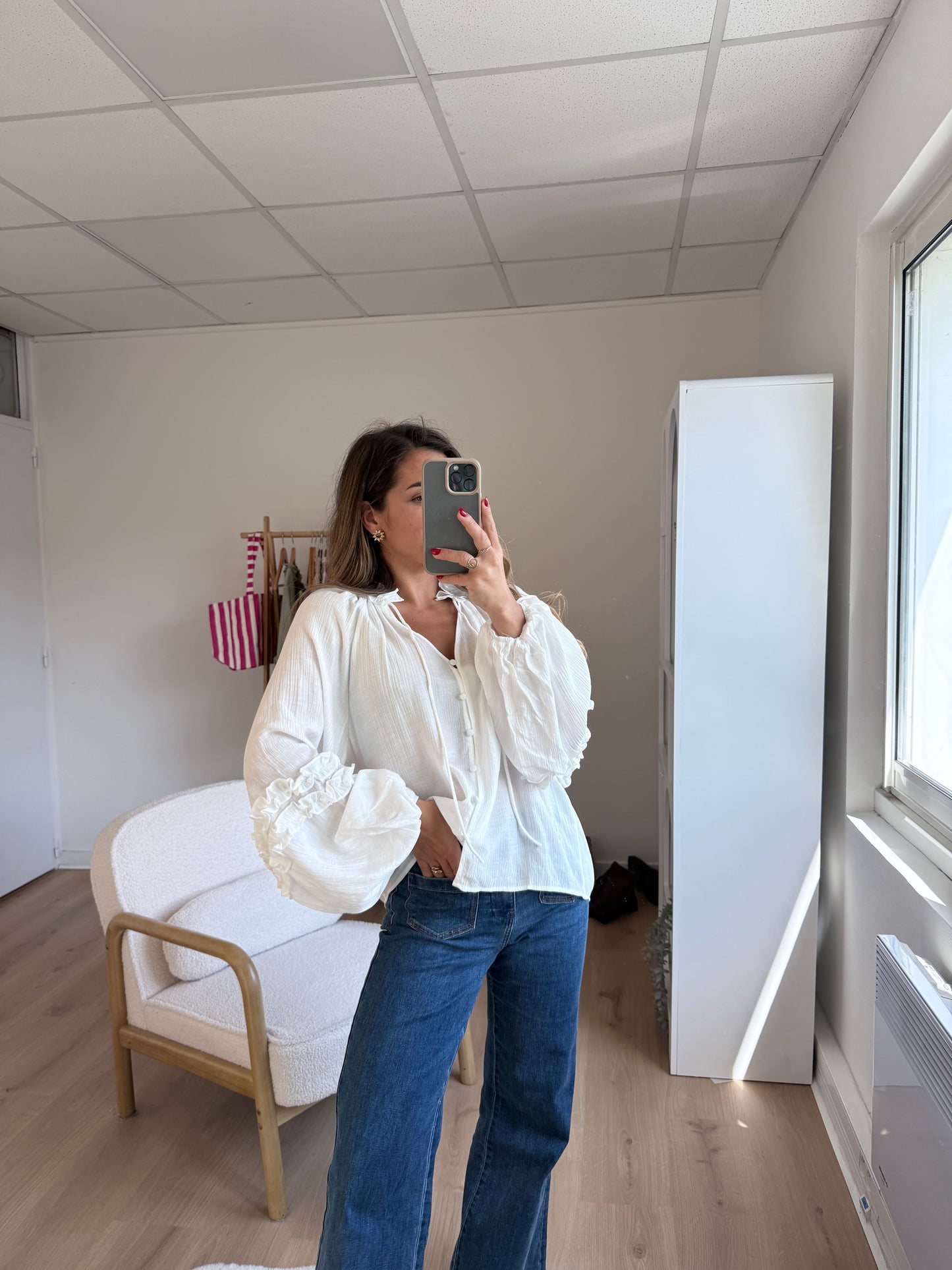 Blouse Esmée à volants écru