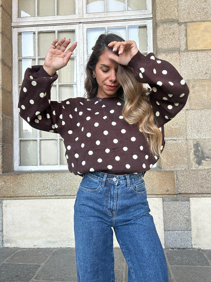 Pull à pois chocolat Zélie