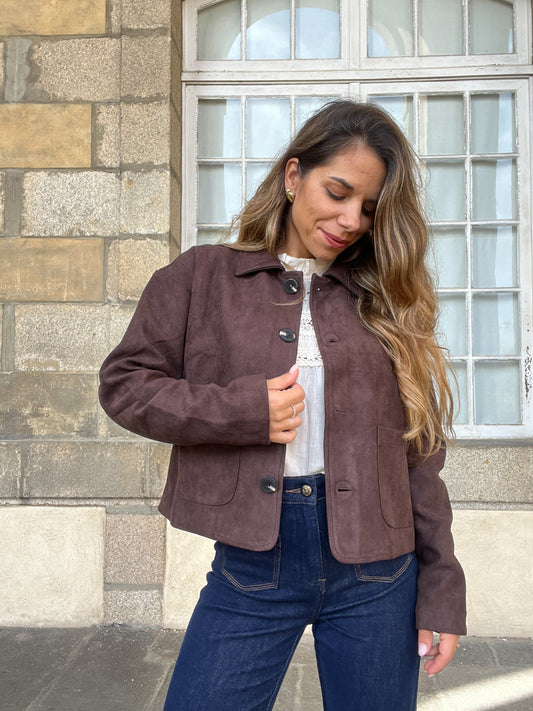 Veste effet suédine Thelma chocolat