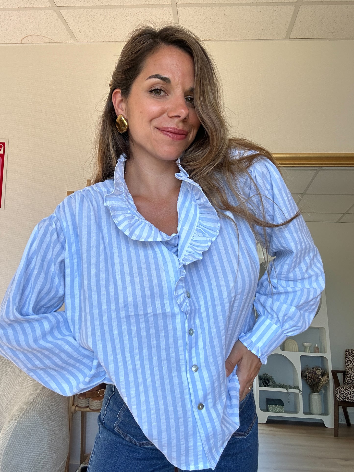 Chemise à rayures bleues et blanches Rosa