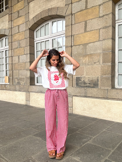 Pantalon fluide vichy rouge Louison