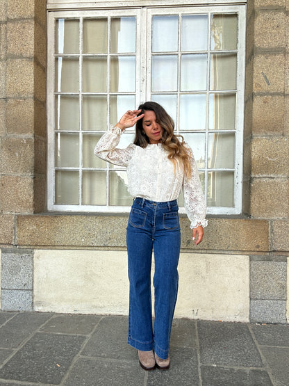 Blouse en dentelle écrue Rosa
