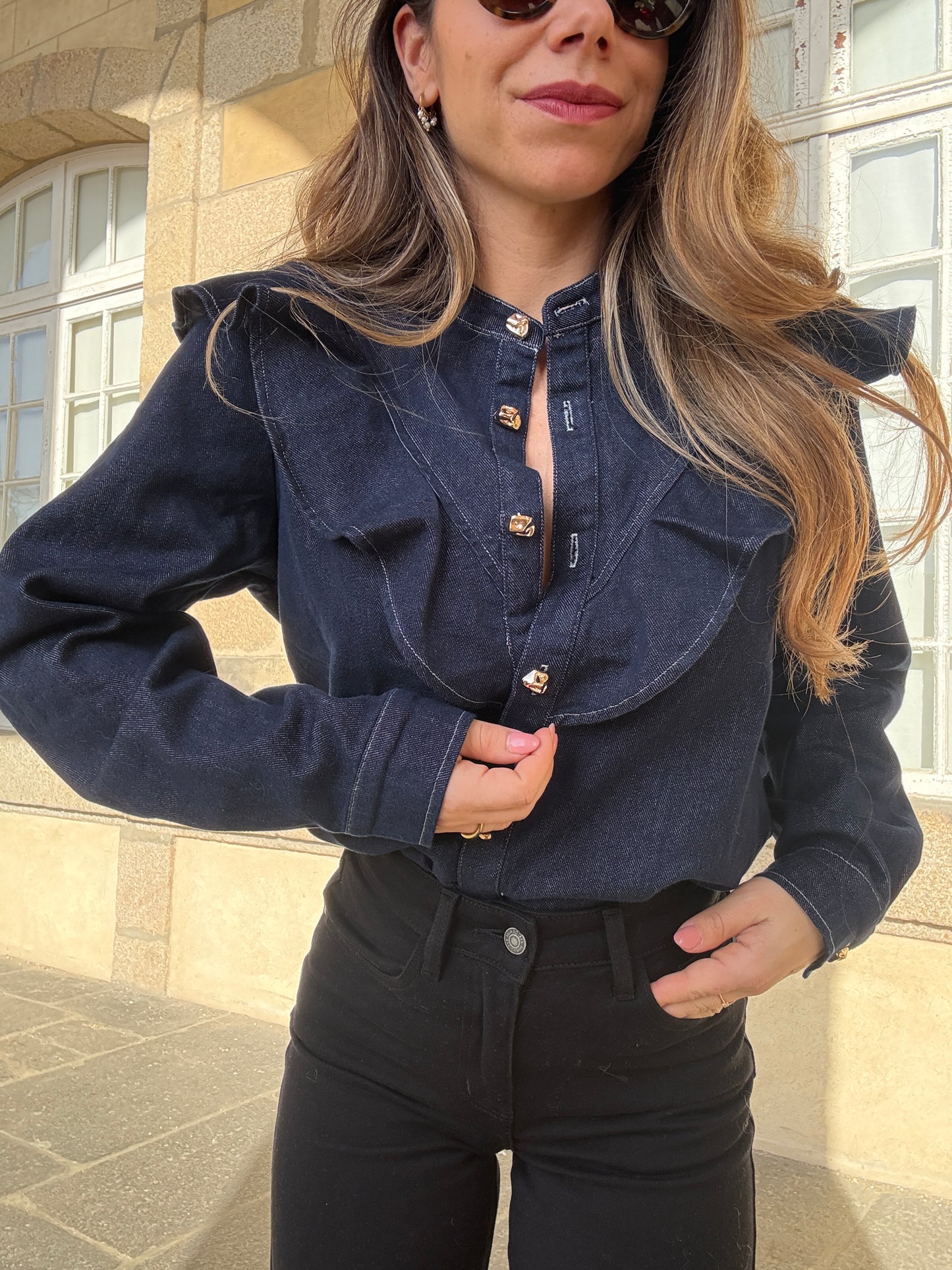 Chemise en jean à volants Elena