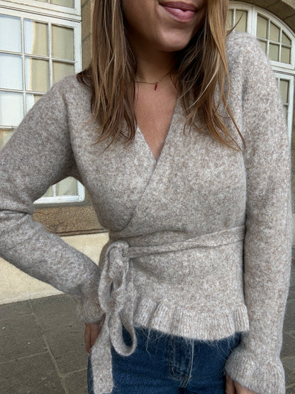 Cardigan à noeud Helena taupe