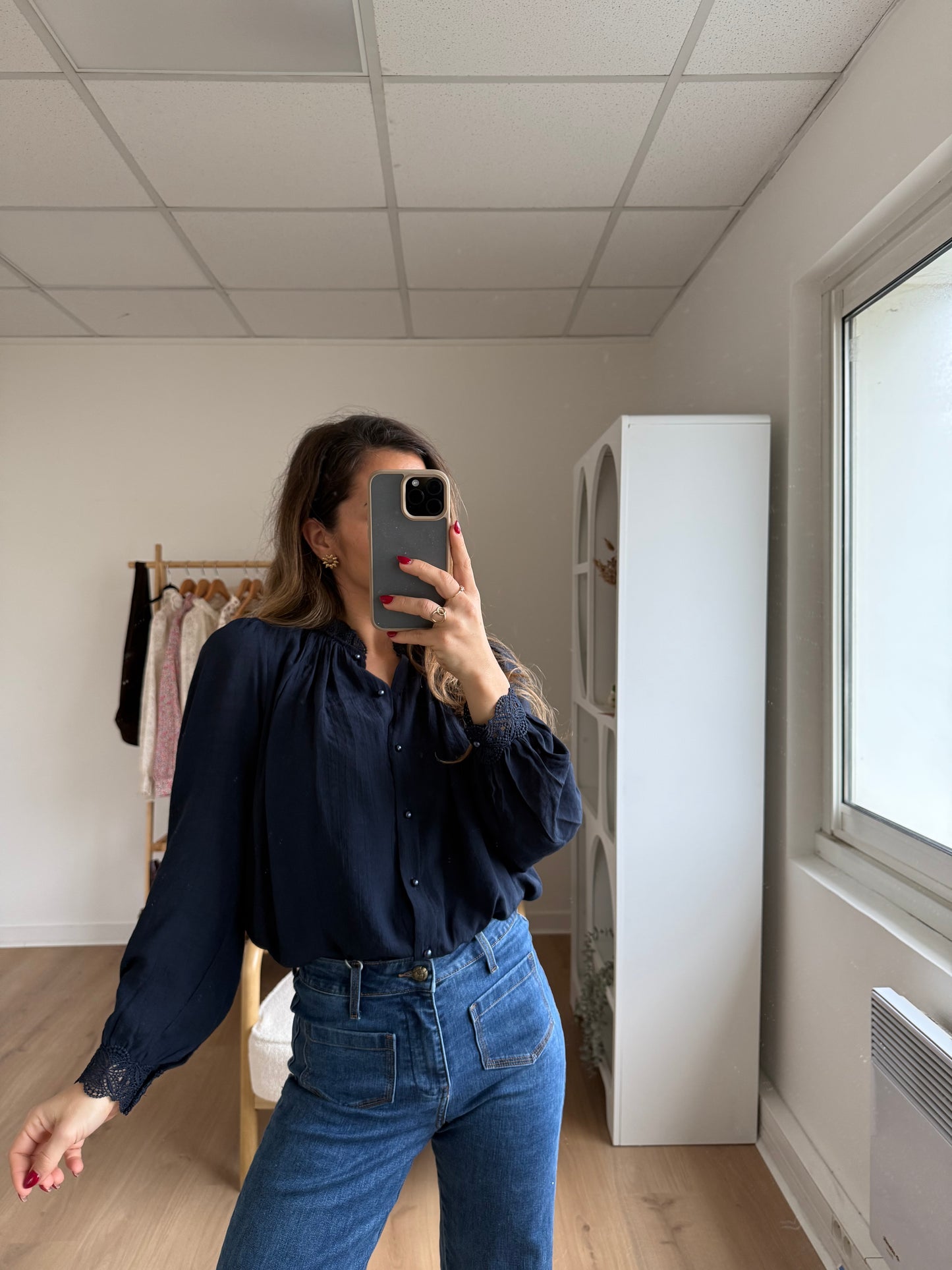 Blouse brodée bleue marine Maïwenn