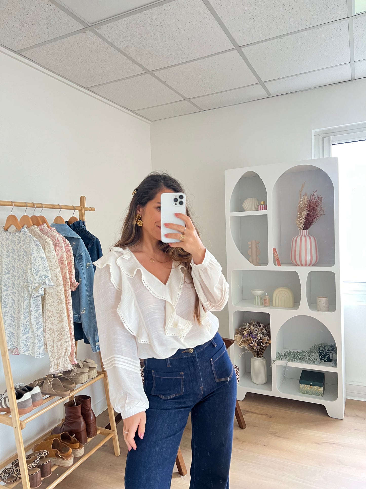 Blouse à volants June ivoire