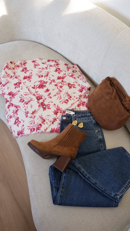 Pull Capucine à fleurs rouges