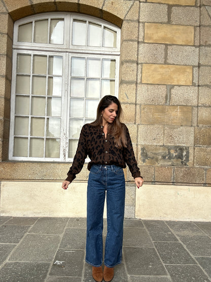 Cardigan léopard Camille marron