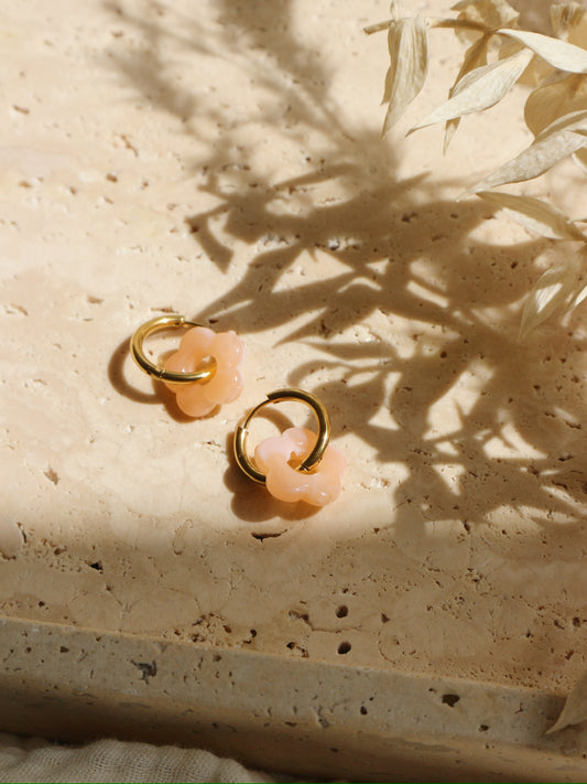 Boucles d'oreille Fleur Corail