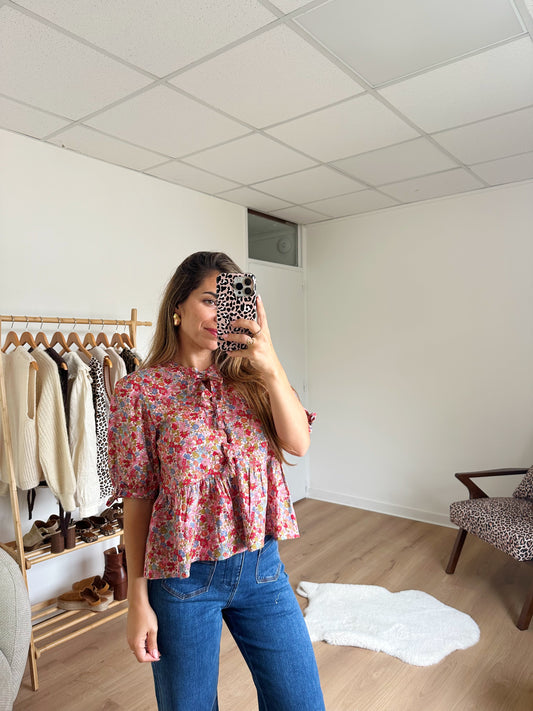 Blouse rose à noeuds Isabella