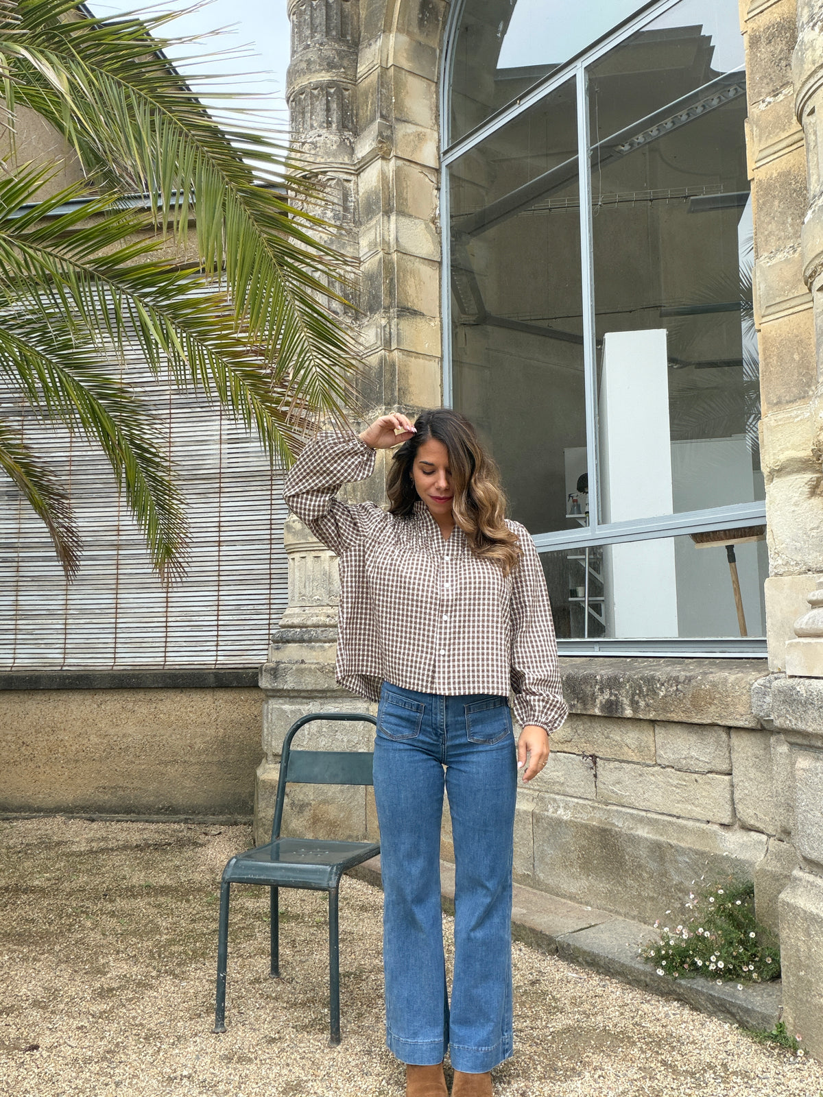 Blouse à carreaux chocolat Albane
