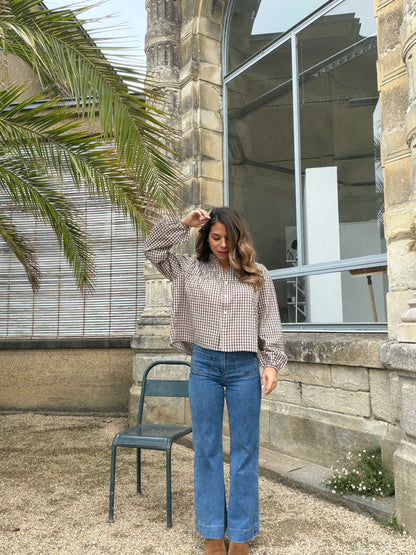 Blouse à carreaux chocolat Albane