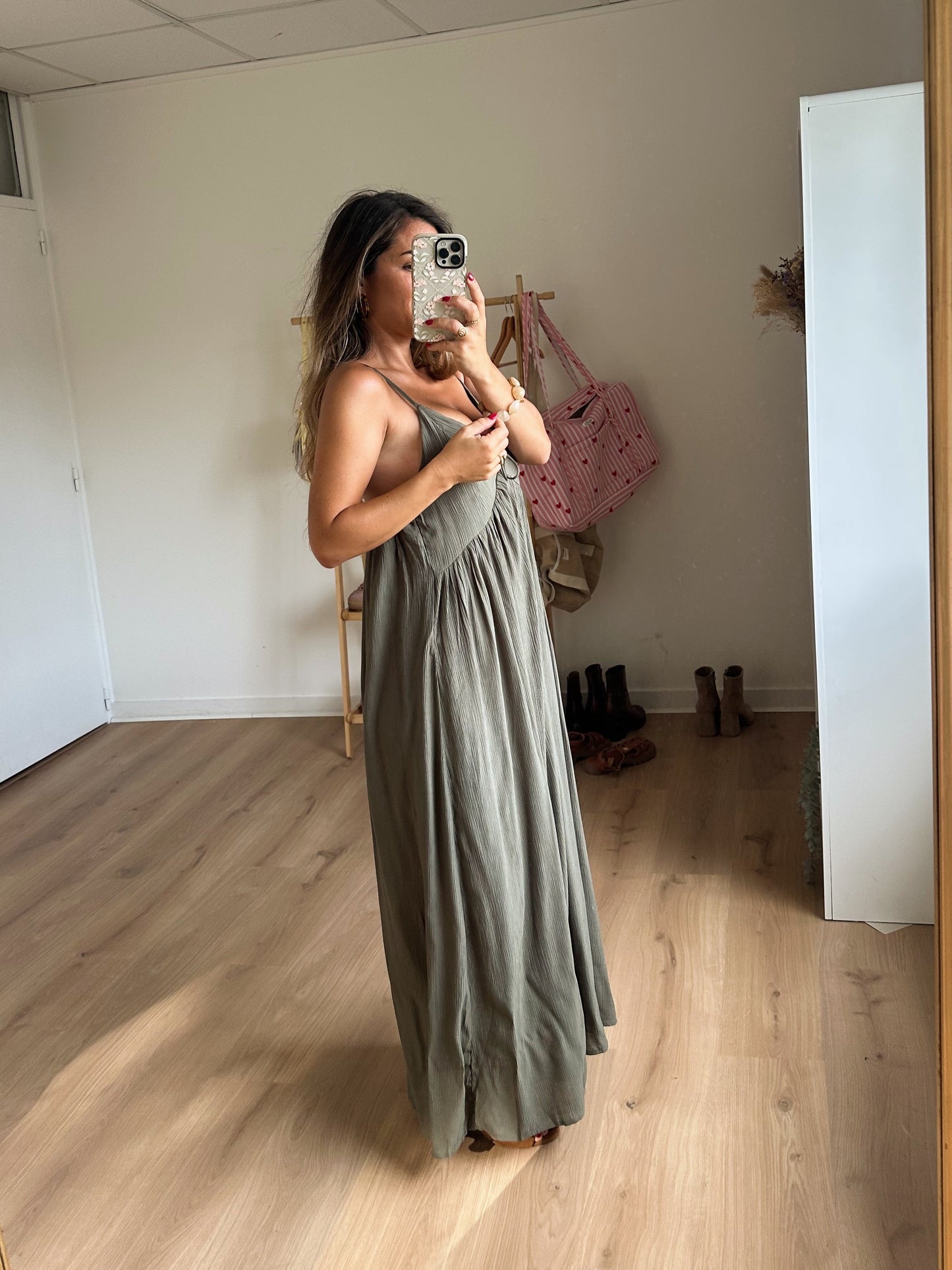 Robe longue Stella kaki