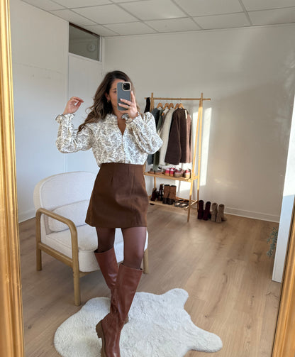 Blouse fleurie Amélia chocolat