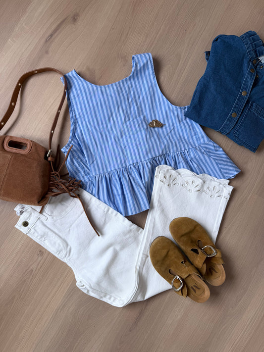 Top rayé Raquel bleu