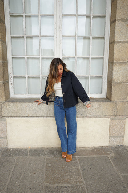 Veste trench liberty en coton marine Edith