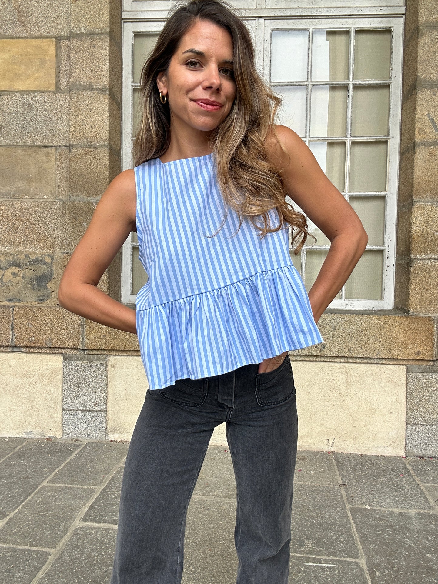 Top rayé Raquel bleu