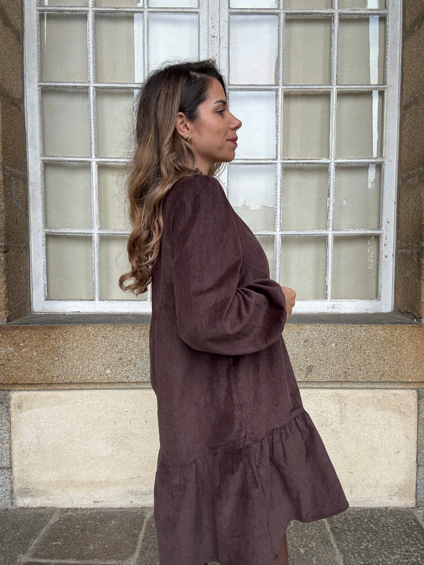 Robe en velours Hortense chocolat