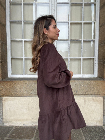 Robe en velours Hortense chocolat