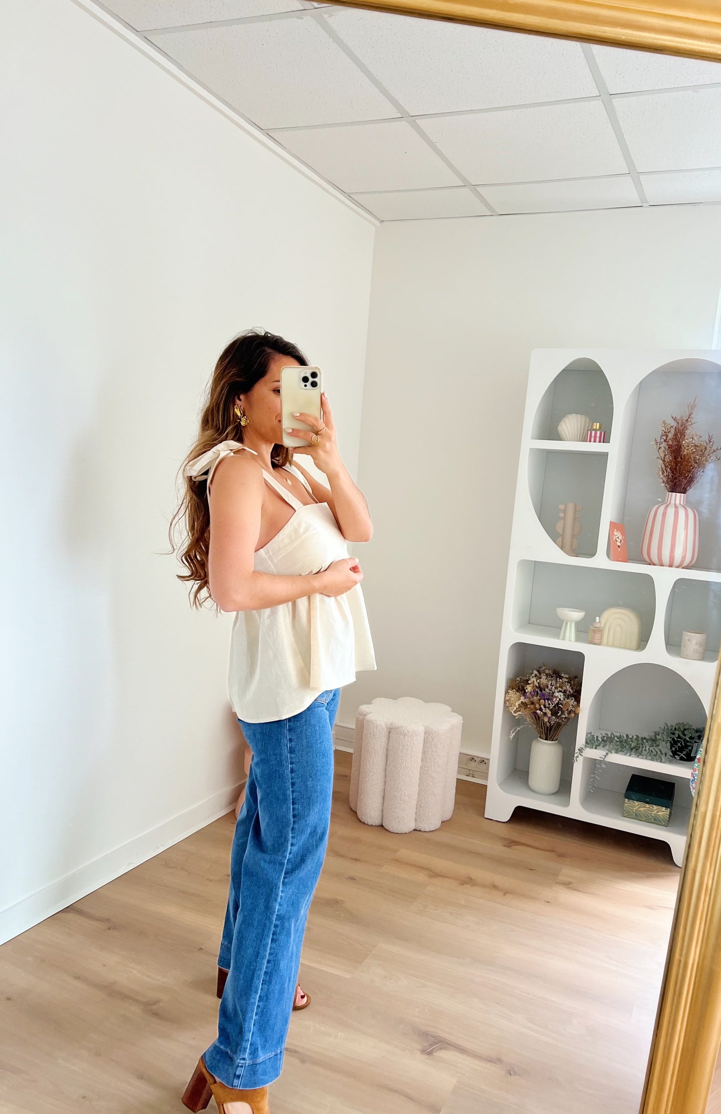 Top à noeuds beige Gloria