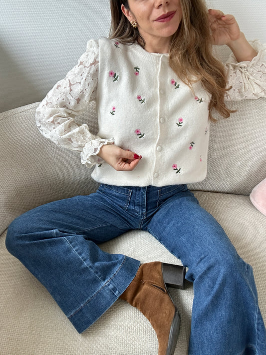 Pull sans manches fleuri Lina