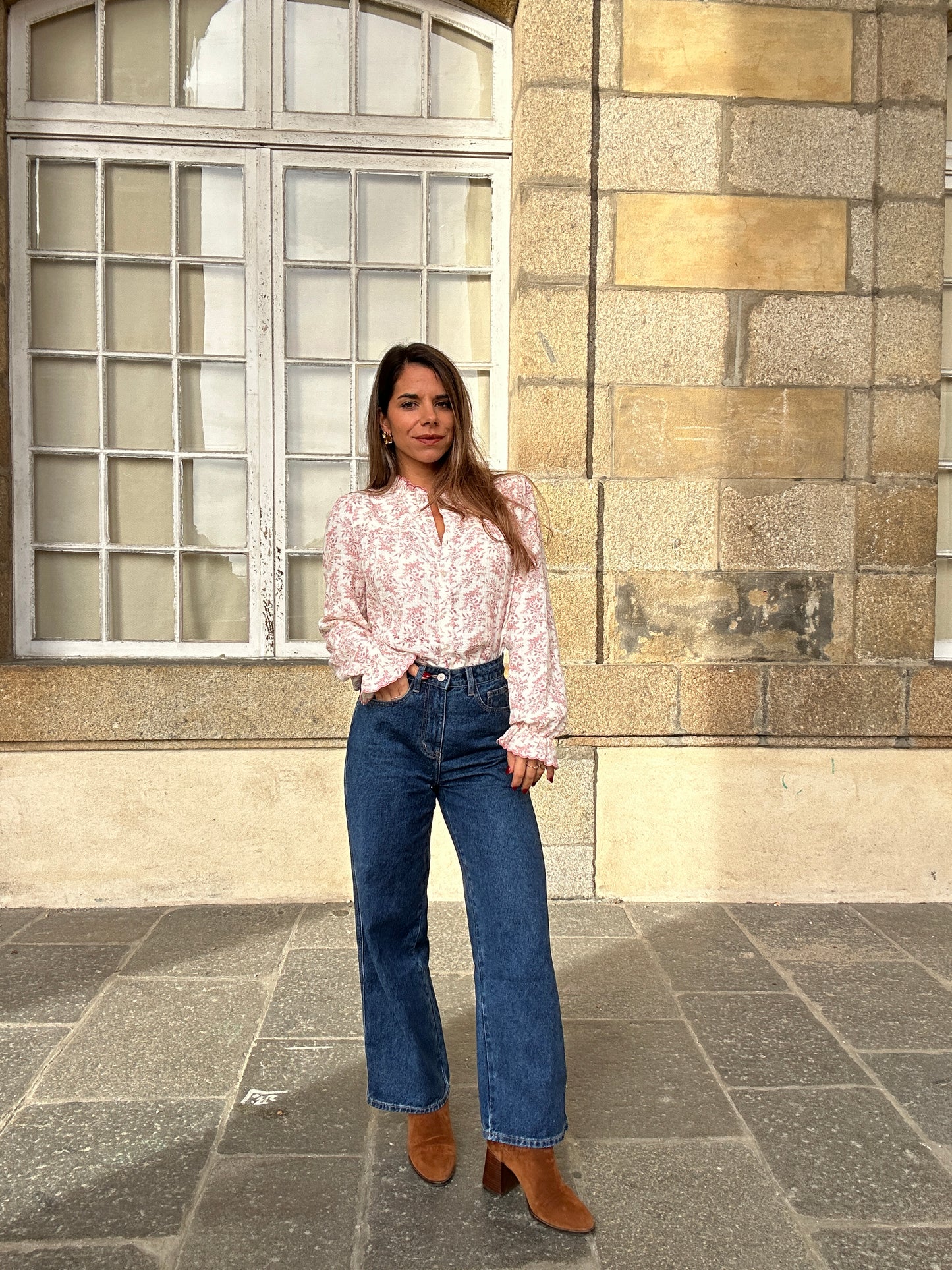 Blouse fleurie Amélia rose