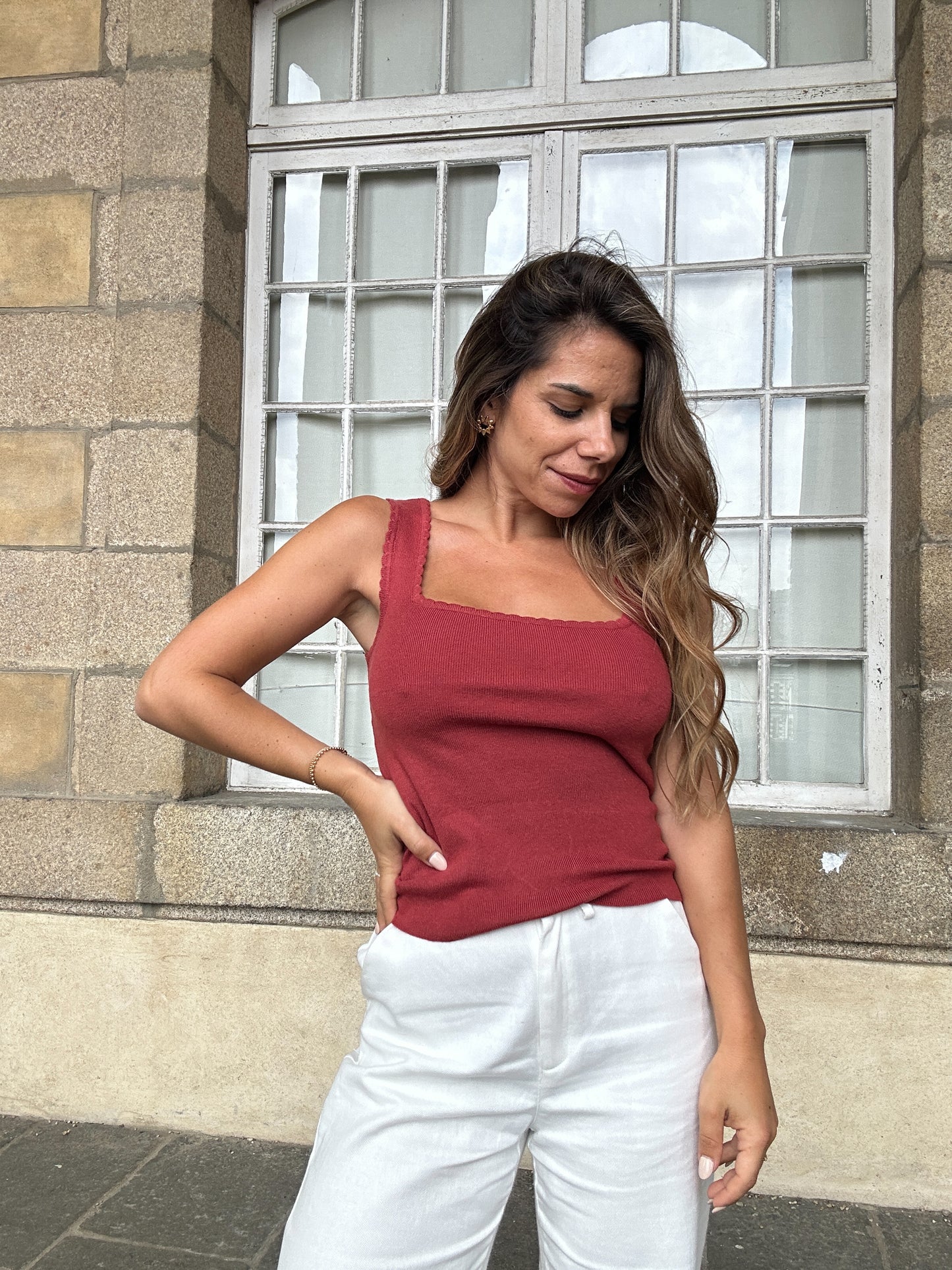 Top Lise vieux rose