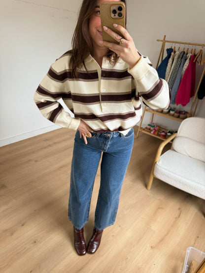 Polo à rayures Marine chocolat