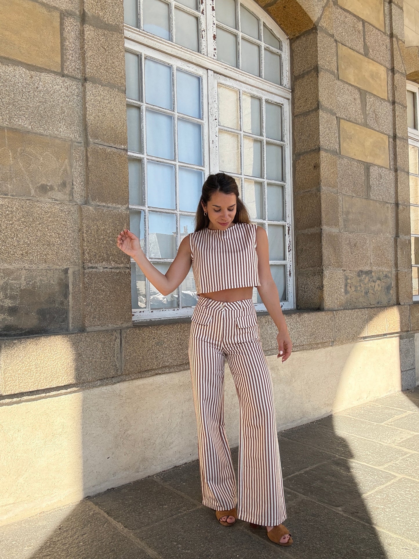 Top rayé Marin camel