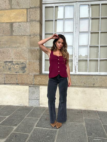 Top Ambre bordeaux