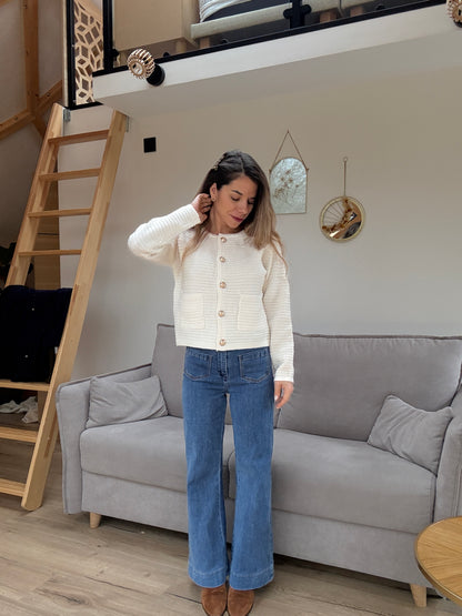 Cardigan à grosses mailles Giulia écru