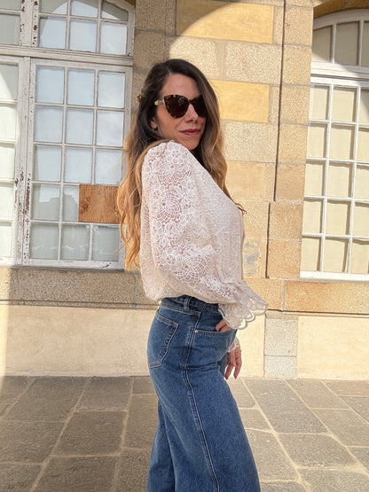 Blouse en dentelle écrue Constance