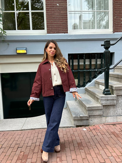 Veste trench Edith en coton Liberty bordeaux