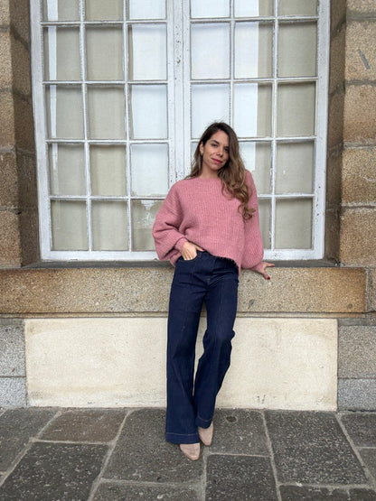 Pull en maille Jade vieux rose