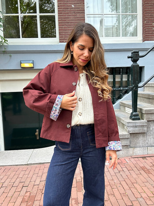 Veste trench Edith en coton Liberty bordeaux