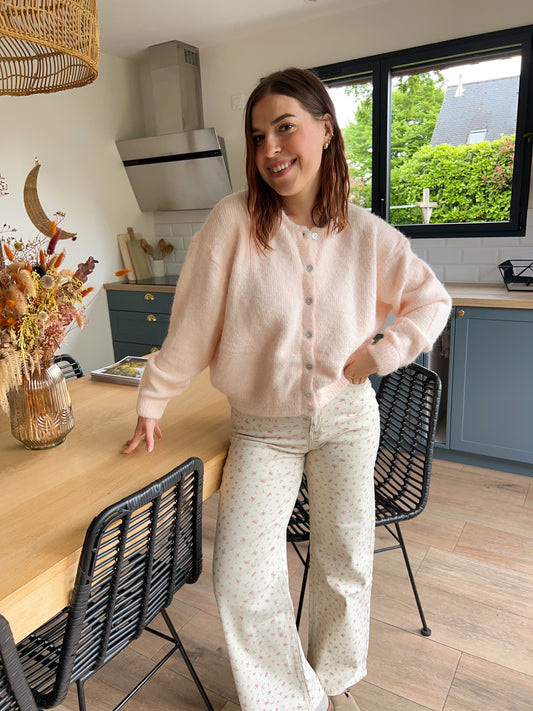 Cardigan Charlie rose poudré