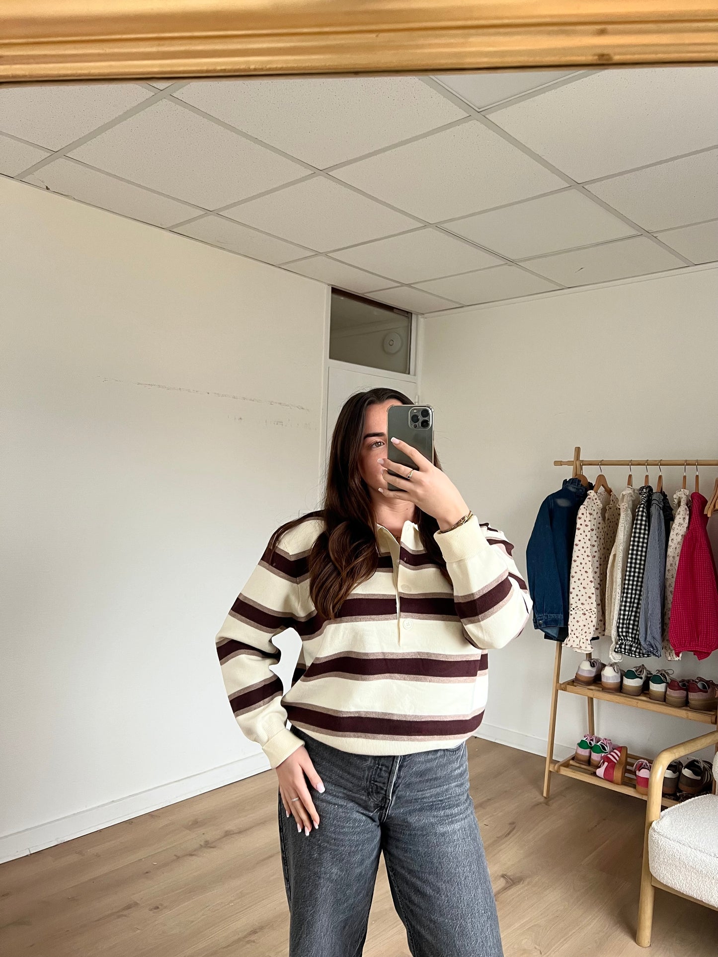 Polo à rayures Marine chocolat