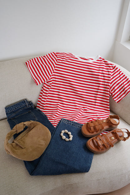 Tee-shirt rayé rouge Jules