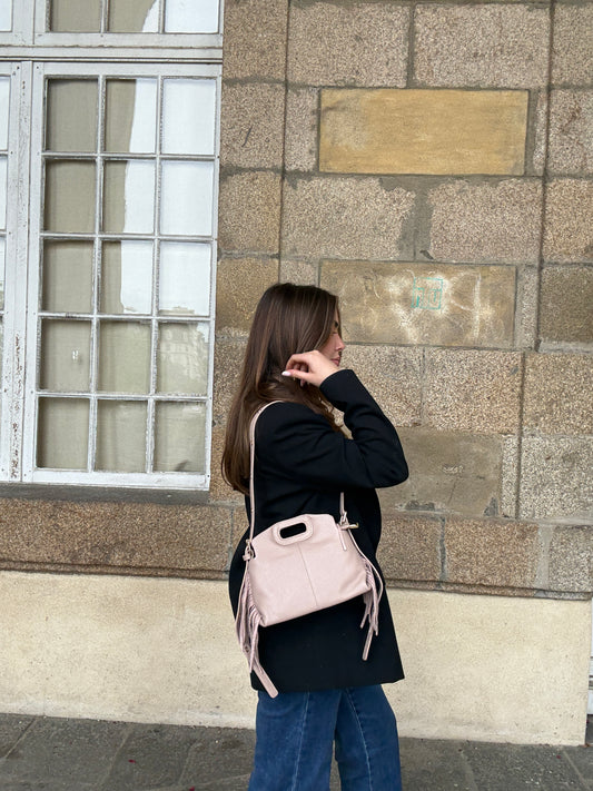 Sac à main en cuir Jodie rose pastel