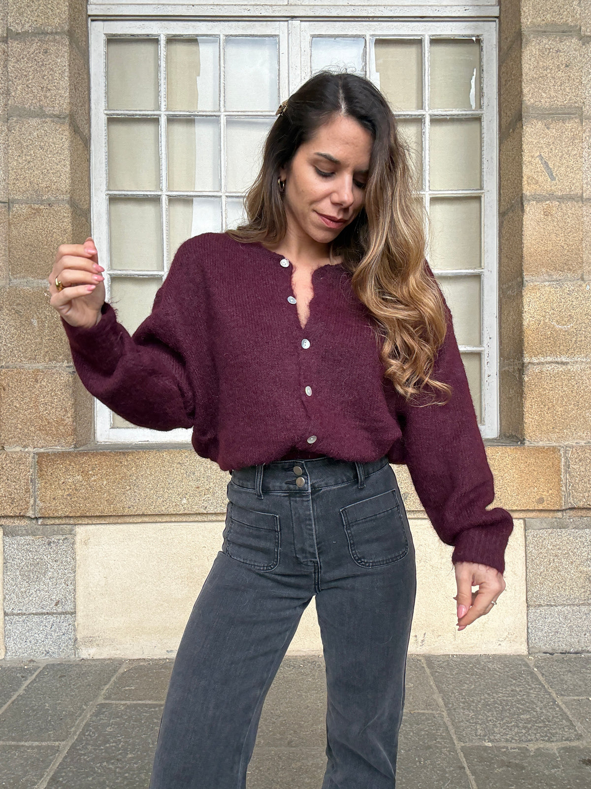 Cardigan Agatha bordeaux
