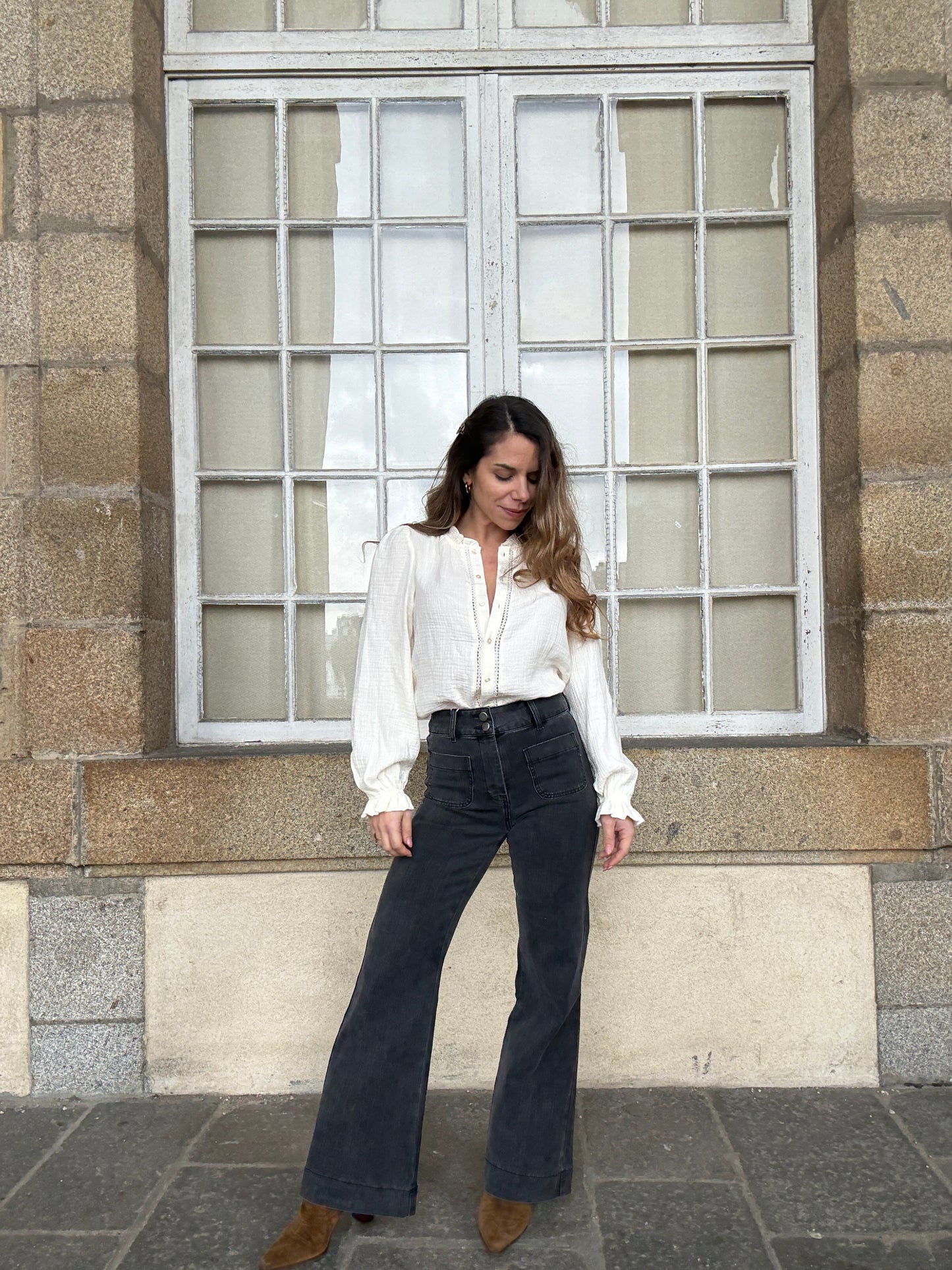 Blouse écrue en double gaze Lili