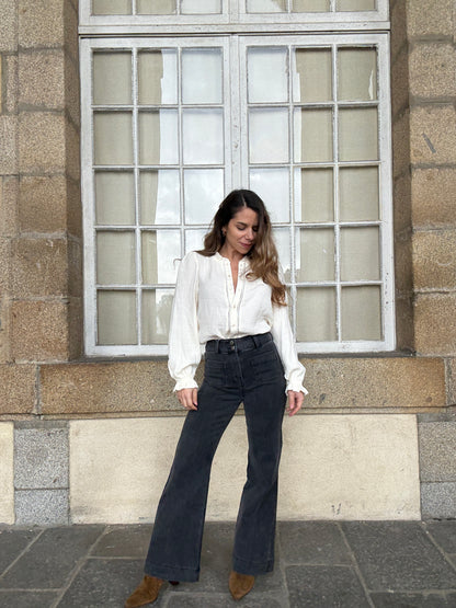 Blouse écrue en double gaze Lili