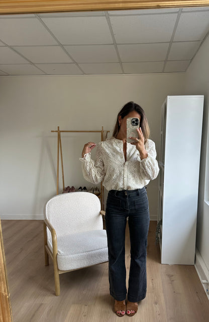 Blouse en dentelle écrue Rosa