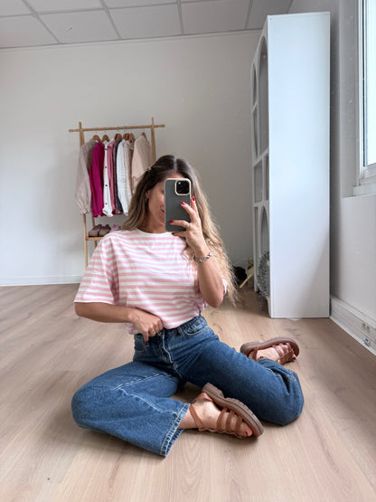 Tee-shirt rayé rose Jules