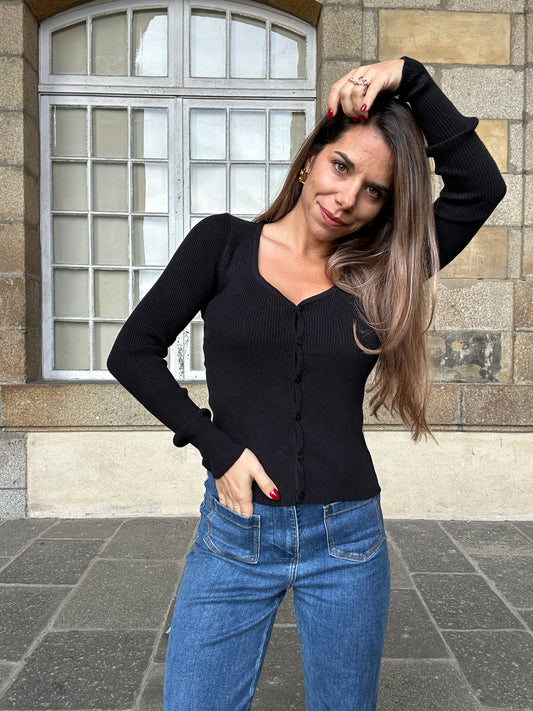 Cardigan fin Louise noir
