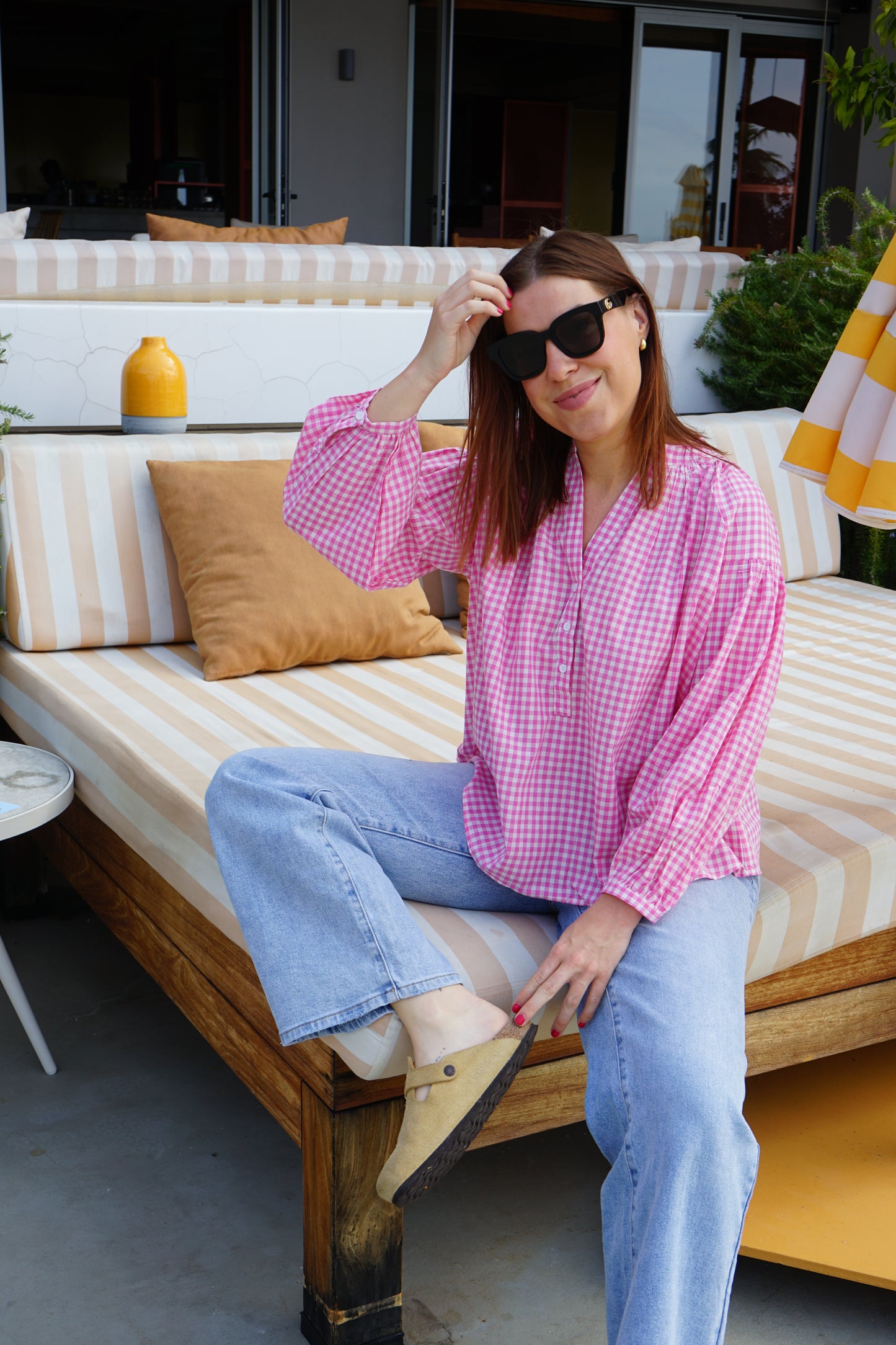 Blouse vichy rose Clothilde